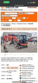 Zemné a výkopové práce, Minibager, nákladná doprava bager - 7