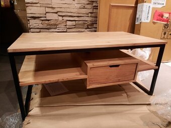 Konferenčný stolík drevený akacia 90 cm - 7