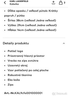 Kabelka originál Karl Lagerfeld s visačkou - 7