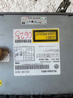 original vw autoradio RCD500 mp3 so zabudovanym CD menicom - 7