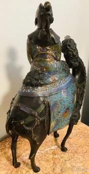 Starožitná bronzová socha Cloisonne  Japonsko - 7