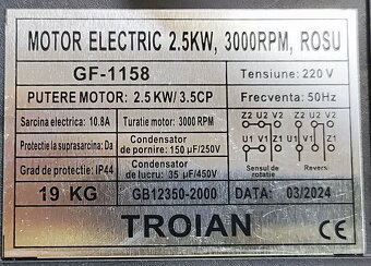 1 fázový elektromotor s remenicou 220V 2,5kW 3000 otáčok - 7