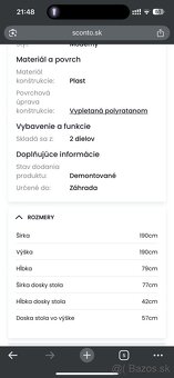 Záhradná relaxačná zostava CORFU II - grafitová/sivá so stol - 7