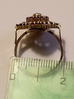 Strieborný prsteň s Českym granátom ;pozlatene - 7