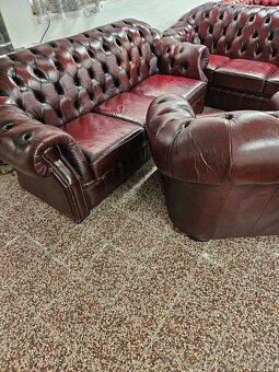 CHESTERFIELD ŠTÝL,KOŽENÁ SEDAČKA 3+3+1 - 7