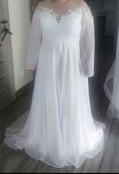 Snehobiele tehotenské svadobné šaty nové - 7