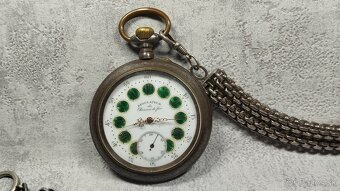 Velké dvouplášťové kapesní hodinky Régulatéur + retez - 7