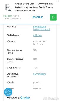 Grohe Start Edge - Umývadlová batéria s výpustom Push-Open - 7