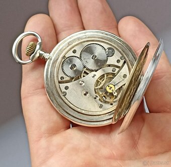 Starožitné pánské tříplášťové celostříbrné kapesní hodinky - 7