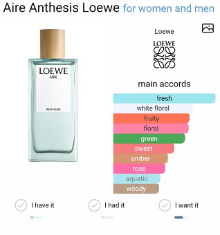 Parfum. Parfém Loewe aire anthesis - 7