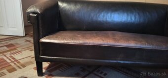 Luxusná trendová stará kožená sedačka + 2 kreslá - 7