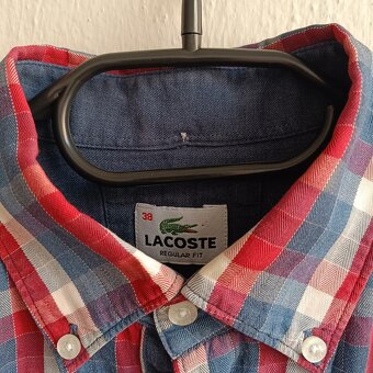 Lacoste károvaná košeľa kockovaná modrá červená biela S - 7