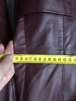 Kvalitný Kožený kabátik - bordový L - 7