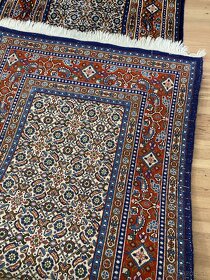 Nádherný ručne viazaný modrý Moud koberec, top stav, 300x79 - 7