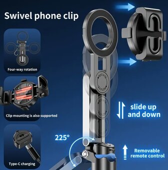 Predám selfie tyč na mobil s magnetom a stojanom - 7