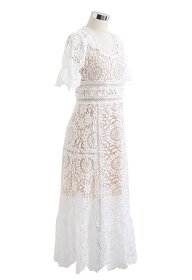Chicwish biele čipkované šaty - 7