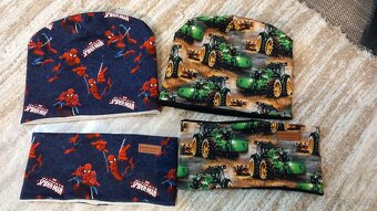 kompletik set - obojstranná čiapka a šal, čelenka - 7
