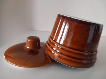 Stará kameninová dóza s vrchnákom 11,5x11,5 cm - 7