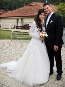 Romantické svadobné šaty s vlečkou - 7