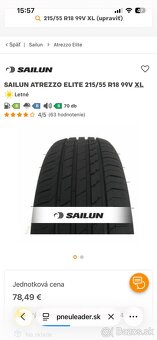 Predám pneumatiky 215/55 r18 letné - 7