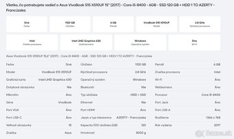 Predám Asus VivoBook S15 X510UF 15" - 7