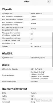 Predám SONY ZV 1F - 7