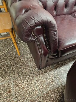 CHESTERFIELD ŠTÝL,KOŽENÁ 3+2+1,TMAVOBORDOVÁ NEROZŤ. - 7