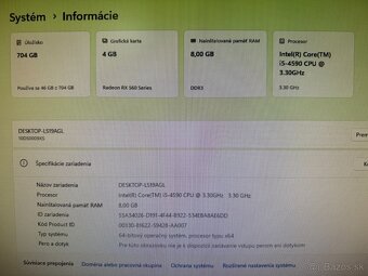 Herný počítač Lenovo Intel i5 4590 + AMD RX560 4GB. SSD+HDD - 7