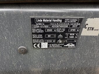 Vysokozdvižný vozík Linde E 25 (r.v. 2017) za 8550€ s DPH - 7
