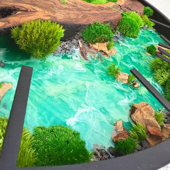 Machove hodiny 50cm drevene hodiny s epoxidom a machom - 7