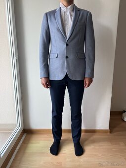 oblekové nohavice Reserved Slim Fit – veľkosť 48, modré - 7