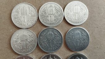 9ks starých korun - Stříbrné korony konvolut, sbierka, inves - 7