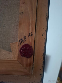 Predám starý obraz olejomalbu na plátne Kytica monogramista - 7
