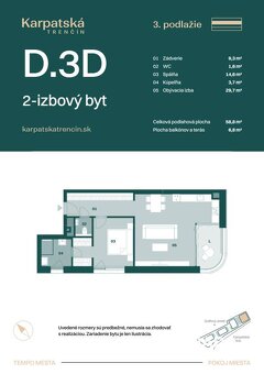 RADO | Rezidencia Karpatská (D.3D), 2i byt 60 m2, loggia 6,8 - 7