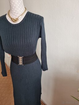 nové fľaškovozelené pletené šaty bez opasku M/L - 7