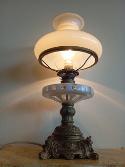 Luxusná starožitná bronzová petrolejová lampa 44cm - 7