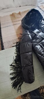 Talianska páperová bunda čierny lak - 7