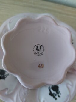 Ruzovy porcelan H&C - salka s podsalkou - 7