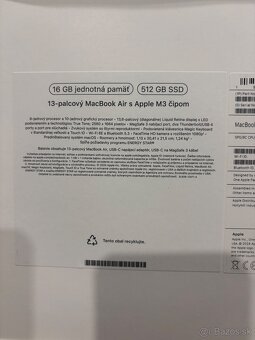 Mac book air 13” , M3 , 16 Gb , 512 GB , do 10/26 v záruke, - 7
