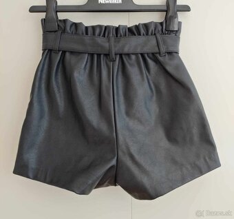 Dámske nové čierne koženkové kraťasy, vysoký pás (H&M) - 7