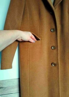 Dámsky dlhý kabát pieskovej farby, L/XL, 40/42 - 7
