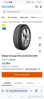 4ks ZÁNOVNÉ 225/55 R16 99H KLEBER, DOT2024 - 7