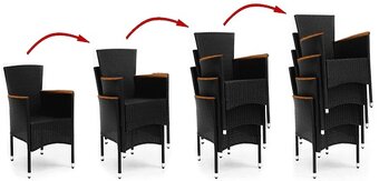 Záhradný ratanový stôl čierna 150 a 190 x 90 a 6 stoličiek - 7