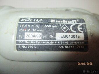 Predám aku vrtačku Einhell accu pack 14,4V s akumulátorom - 7