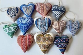Vianočné srdiečka – ručná výroba z bavlny - 7