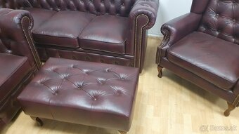 CHESTERFIELD ŠTÝL,KOŽENÁ SEDAČKA,3+1+UŠÁK+TABURET - 7