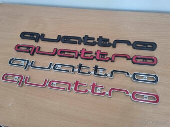 Veľký nápis QUATTRO pre AUDI chrom, čierne, červene - 7