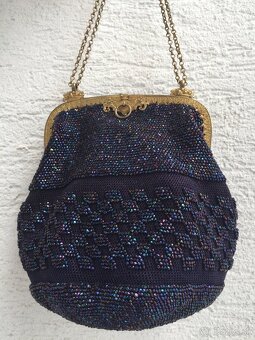 Starozitna antik vyse 100 rocna kabelka posita koralikmi - 7