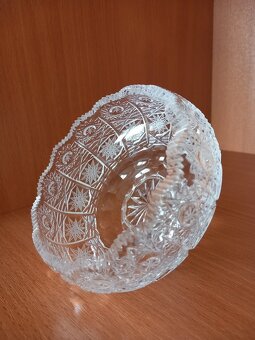 Stará miska na nôžke - brúsený krištáľ Bohemia 11x9x7 cm - 7