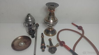Egyptská vodná fajka z liatiny a plechu – originál z Egypta - 7